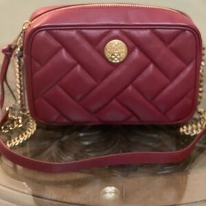 Vince Camuto Quilted Burgundy Crossbody with Gold Chain